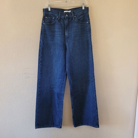 Levi’s Premium High Loose Jeans Womens Size 29x29 Blue Dark Wash 90’s Wide Leg - Picture 1 of 10